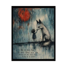 Load image into Gallery viewer, Rolled Poster — Whimsical Fox &amp; Child Art Print with Red Moon, Inspirational Quote
