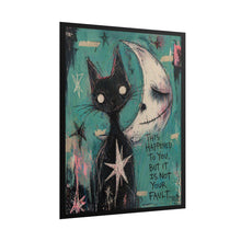 Load image into Gallery viewer, Rolled Poster — Moody Cat &amp; Moon Art Print with 'That's Happened To You, But It's Not Your Fault' Quote
