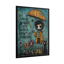 Load image into Gallery viewer, "Survive The Storm Because The Rain Doesn't Last Forever" Art Print – Creepy Cute Gothic Umbrella Poster
