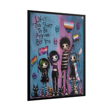 Load image into Gallery viewer, LGBTQIA+ Multi-Flag Pride Wall Art, Pastel Goth Queer Identity Poster, Edgy Teen Room Alt Canvas Art
