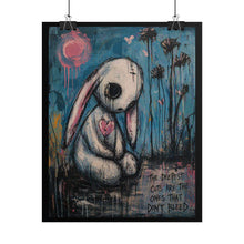 Load image into Gallery viewer, Poster — Sad Bunny Art Print with Quote “The Deepest Cuts Are The Ones That Don’t Bleed”
