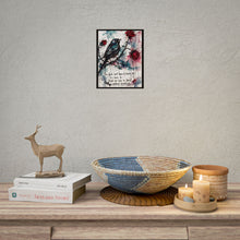 Load image into Gallery viewer, Rolled Poster — Watercolor Crow &amp; Roses Art Print with Quote: “The dark isn’t here to break me…”
