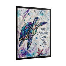 Load image into Gallery viewer, Sea Turtle Poster – "Keep Swimming Toward the Light" Inspirational Wall Art
