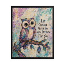 Load image into Gallery viewer, Colorful Owl Inspirational Quote Print - Let Courage Guide You,Dreams Find You - Whimsical Owl Art - Wall Decor

