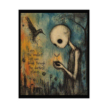 Load image into Gallery viewer, Rolled Poster — 'Even the Smallest Light' Surreal Art Print (Dark Whimsical Decor)
