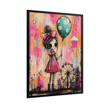 Load image into Gallery viewer, Whimsical Girl with Balloon Rolled Poster - Colorful Fairground Art Print
