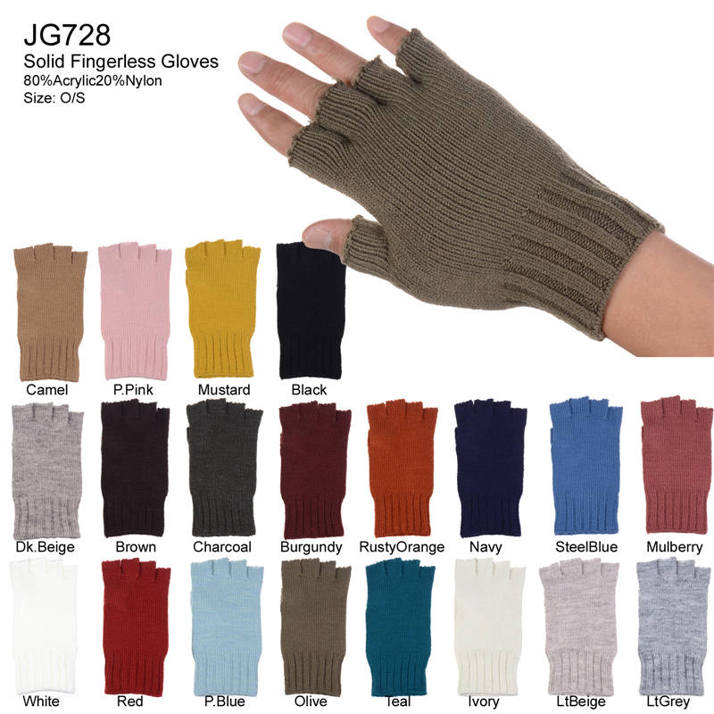 12-pack Women's Solid Soft Half Finger Fingerless Knitted Gloves