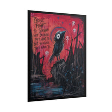 Load image into Gallery viewer, Creepy Crow Art Poster — "People Fight to Survive" Gothic Wall Art
