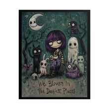 Load image into Gallery viewer, Rolled Poster — 'We Bloom in the Darkest Places' Gothic Cute Art Print
