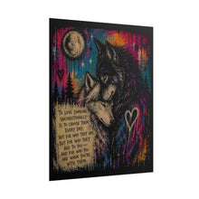 Load image into Gallery viewer, Loyal Hearts Under the Moon Rolled Poster — Emotional Wolf Art Print
