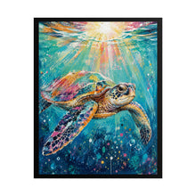 Load image into Gallery viewer, Vibrant Sunlit Sea Turtle Poster - Colorful Underwater Ocean Wall Decor
