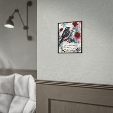 Load image into Gallery viewer, Rolled Poster — Watercolor Crow &amp; Roses Art Print with Quote: “The dark isn’t here to break me…”
