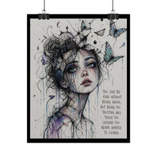Load image into Gallery viewer, Sad Girl Butterfly Art Poster with Quote — Inspirational Rolled Poster
