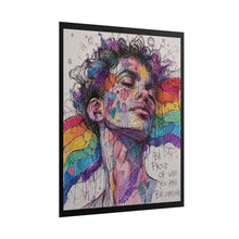 Load image into Gallery viewer, "Who You Are Becoming" Pride Art | Fine Line Sketch Rainbow Waves Poster
