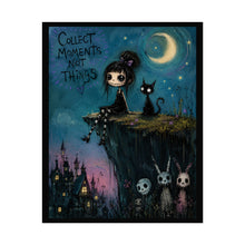 Load image into Gallery viewer, Gothic Girl &amp; Cat Poster – "Collect Moments Not Things" Rolled Art Print

