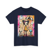 Load image into Gallery viewer, Cute Gothic Girl &amp; Aliens Tee — Rainy Umbrella Illustration T-Shirt
