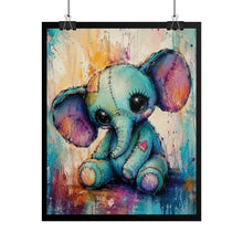 Load image into Gallery viewer, Whimsical Patchwork Elephant Art Print – Cute Colorful Animal Poster
