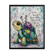 Load image into Gallery viewer, Turtle Succulent Poster — "I Keep Growing, Good Things Take Time" Rolled Art Print

