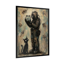 Load image into Gallery viewer, Diver &amp; Cat Art Poster — Whimsical Underwater Vintage Print (Rolled Poster)
