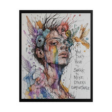 Load image into Gallery viewer, "Don't Shrink To Fit" Pride Art | Sketch Style Floral Rainbow Poster
