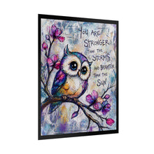 Load image into Gallery viewer, Inspirational Owl Poster — "You Are Stronger Than the Storms" Rolled Art Print
