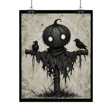 Load image into Gallery viewer, Scarecrow Pumpkin Poster – Spooky Gothic Halloween Rolled Art Print
