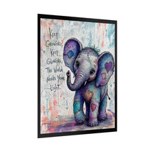 Load image into Gallery viewer, Inspirational Baby Elephant Poster — "Keep Growing, Keep Glowing" Rolled Art Print
