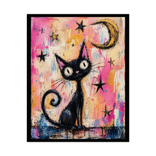 Load image into Gallery viewer, Rolled Poster — Whimsical Black Cat Moon Art Print
