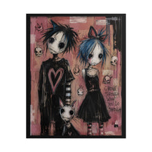 Load image into Gallery viewer, Gothic Emo Couple Art Print – "Grow Through What You Go Through" Spooky Character Wall Decor
