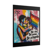 Load image into Gallery viewer, "Be Unstoppable" Pride Art | Abstract Impressionist Kissing Lovers Poster

