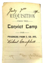 Load image into Gallery viewer, 1892 Convict Camp Requisition Jailer Prisoner Georgia Antique Ephemera
