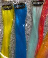 Load image into Gallery viewer, Hair Extensions 16 Pack Clip-in Colorful Braids Bows Ties Party Sleepover NEW
