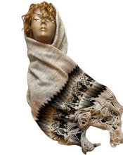 Load image into Gallery viewer, Inca Land Scarf Tasseled Headwrap Alpaca Lana Wool Scarves Fringe 27"x76"
