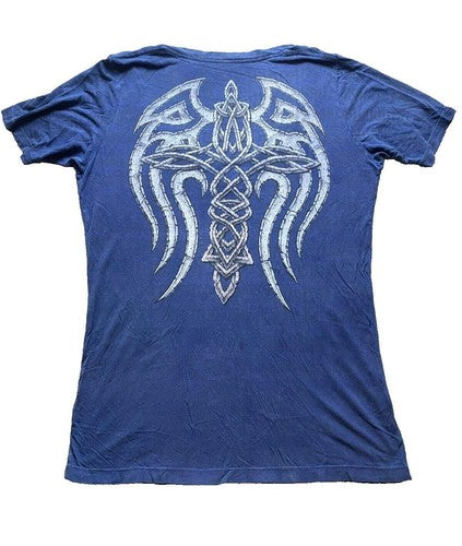 Affliction Shirt Womens Extra Large Blue Death Blade Los Angeles Grunge Y2K Lady