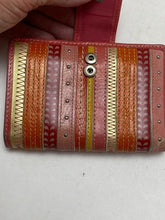 Load image into Gallery viewer, Fossil Wallet Card Holder Coins Pockets Studded Genuine Leather Pink Orange
