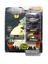 Load image into Gallery viewer, Jada Batman Die Case Vehicles Nano Hollywood Rides Classic Batcycle Jokermobile
