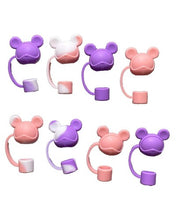 Load image into Gallery viewer, Straw Toppers Pink Purple Swirl Bears Reusable Cover Cap Tumbler Drinking 8 Pack
