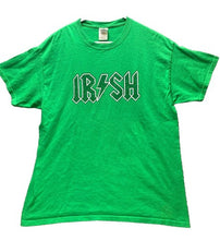Load image into Gallery viewer, Irish Shirt Adult Large Kelly Green Lightning Bolt Clover Shamrock Spellout Mens
