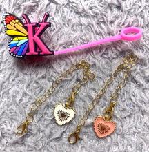 Load image into Gallery viewer, Stanley Straw Topper Initial K Charms Butterfly Cover Silicone Pink NEW
