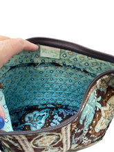 Load image into Gallery viewer, Vera Bradley Small Purse Teal Brown Quilted Paisley Shoulder Bag Handbag
