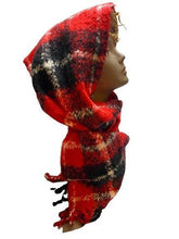 Load image into Gallery viewer, Victoria's Secret Scarf Warm Red Black Plaid Winter Angel Collection 12”x80”
