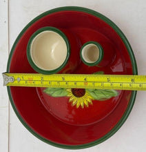 Load image into Gallery viewer, French Olive Dish Red Sunflower BonCera Hand Crafted NEW
