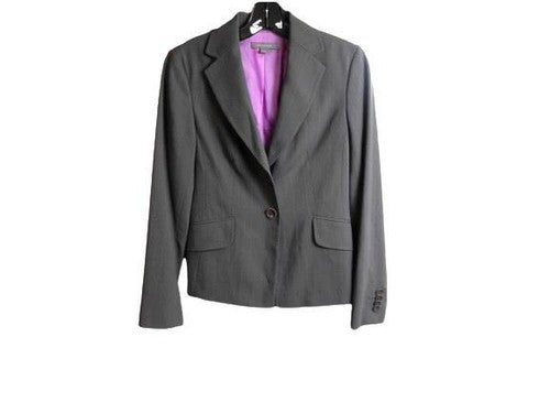 Ann Taylor Suit Coat Womens 0 Gray Single Breasted Virgin Wool Blazer Jacket