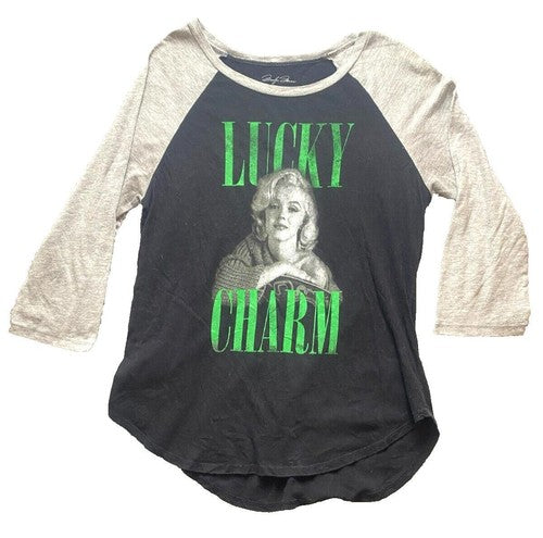 Marilyn Monroe Shirt Womens Extra Large Lucky Charm Spellout Raglan Streetwear