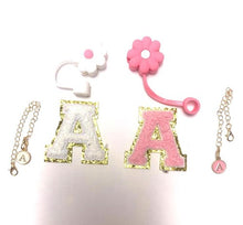 Load image into Gallery viewer, Stanley Cup Accessories Silicone Straw Cover Initial Charm Chenille Letter A 6pc
