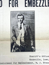 Load image into Gallery viewer, 1912 Wanted Poster Embezzlement Knoxville Iowa Photo Antique Ephemera
