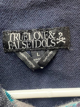 Load image into Gallery viewer, True Love False Idols Shirt Adult Large Navy Button Up Flannel Casual TLFI Mens
