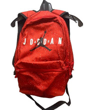 Load image into Gallery viewer, Air Jordan Backpack Red Large Jump Man Paint Splatter 5 Pocket School Gym
