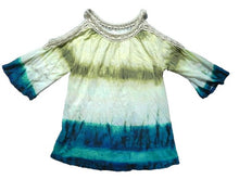 Load image into Gallery viewer, Chico's Shirt Womens 1 Tie Dye Cold Shoulder Sleeve Crochet Lace Blouse Ladies
