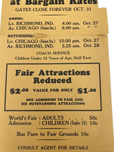 Load image into Gallery viewer, 1934 Pennsylvania Railroad Advertisement Chicago World's Fair Cardstock
